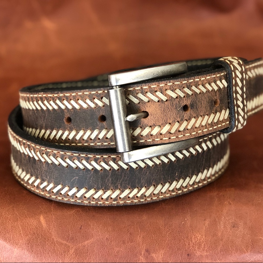 The Trapper Peak Leather Western Dress belt